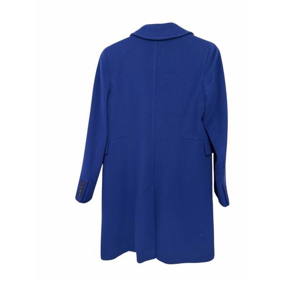 Marella Women's 6 Blue Long Sleeve Button Up Wool Collared Long Coat - Picture 6 of 10